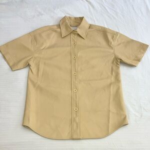 Babaton soft vegan leather men’s size 2XS Tan Casual Button Down Shirt